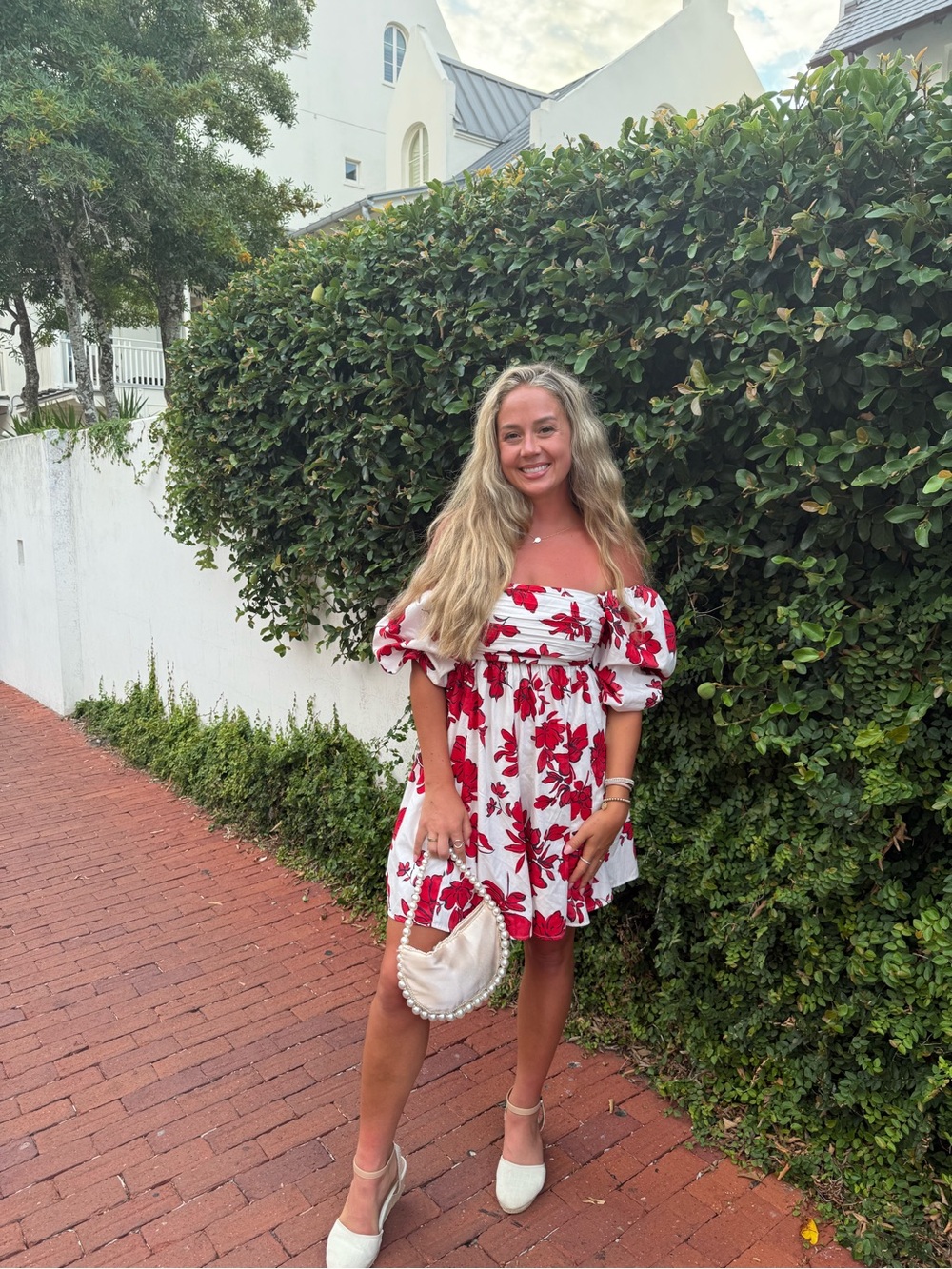 Abercrombie & Fitch White Mini Dress with Red Floral Print